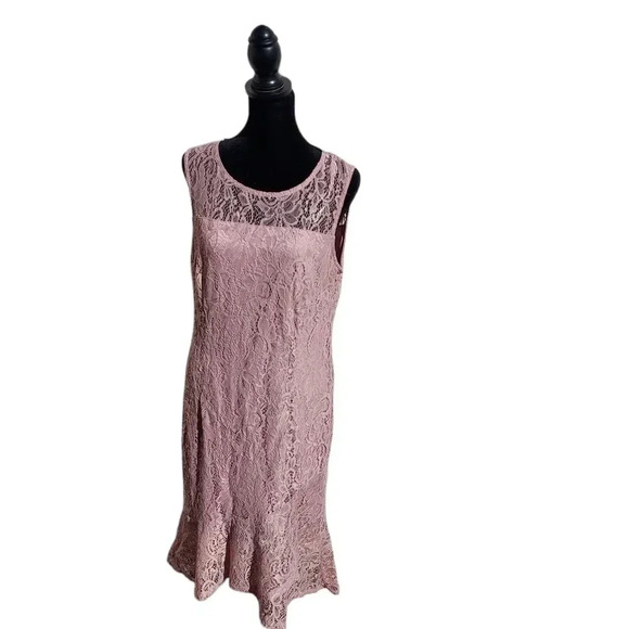 Enfocus Studio Mauve Pink Stretch Lace Dress Size 12 - Picture 3 of 12